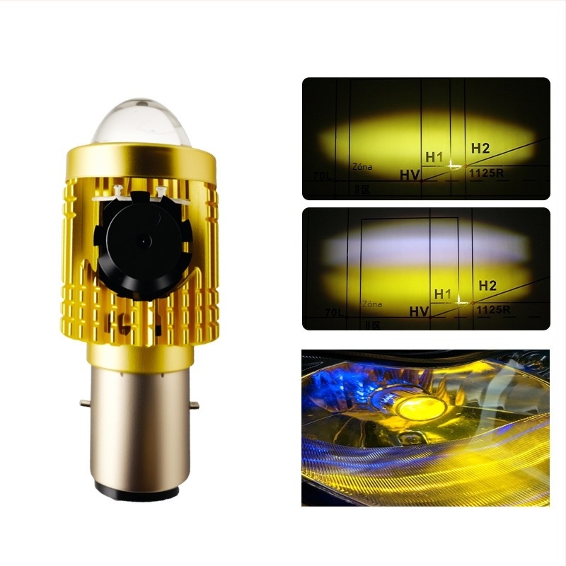 H4 LED motorkerékpár fényszóró fish-eye lencsével, alumínium ház, 12V, 30W