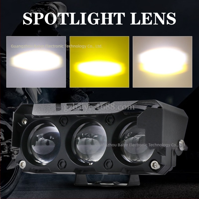 Motorkerékpár reflektor, fókuszált lencse, 30W, 9-80V, 3000 lm, IP67, repülőgép-alumínium váz