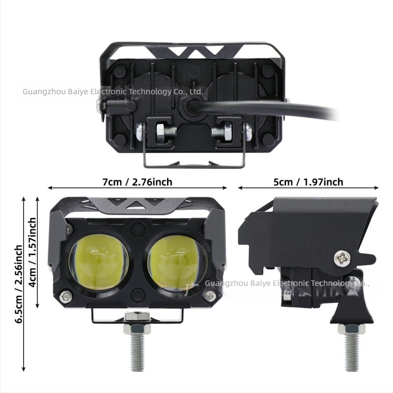Motorkerékpár reflektor, fókuszált lencse, 30W, 9-80V, 3000 lm, IP67, repülőgép-alumínium váz