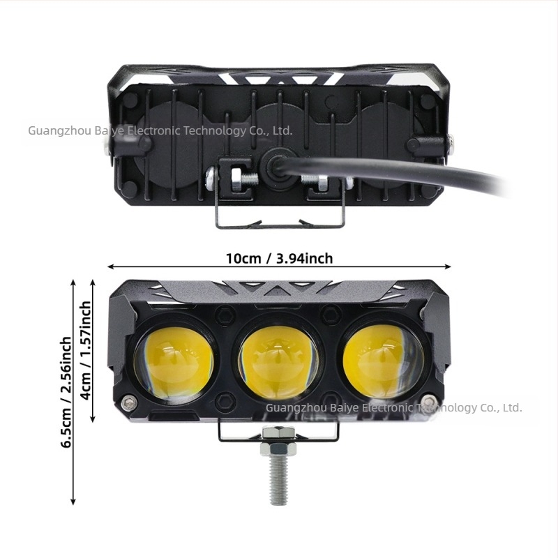 Motorkerékpár reflektor, fókuszált lencse, 30W, 9-80V, 3000 lm, IP67, repülőgép-alumínium váz