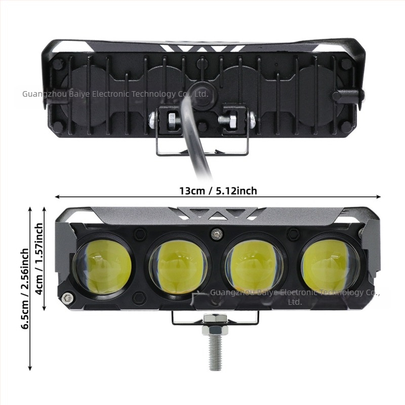 Motorkerékpár reflektor, fókuszált lencse, 30W, 9-80V, 3000 lm, IP67, repülőgép-alumínium váz