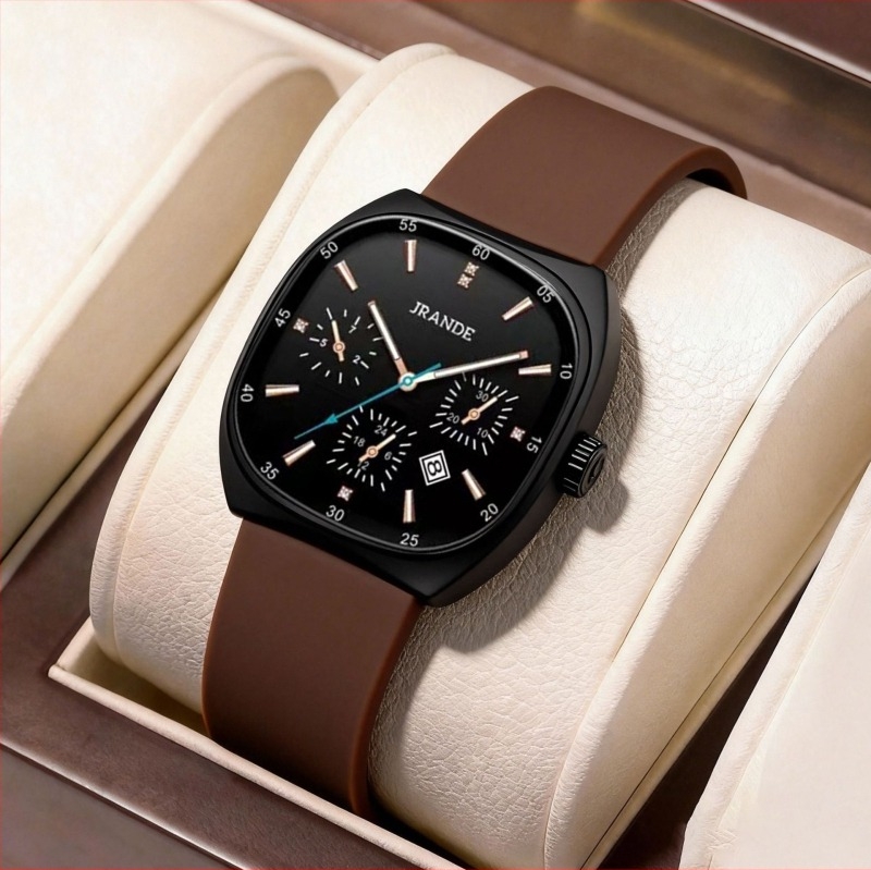 Golandi vízálló kvarc karóra, uniszex, 41 mm tárcsás, szilikon szíj, 30 m vízállóság, naptár, világító kijelző
