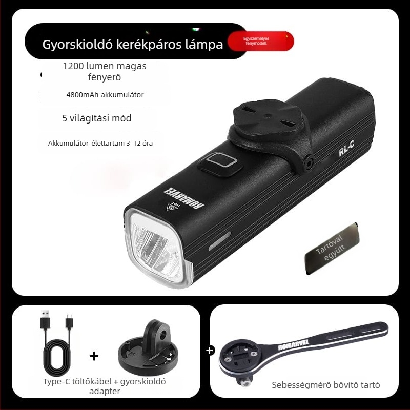 ROMARVEL RL-C Első Kerékpár Lámpa – Magas Fényerő MTB és Országúti Kerékpárokhoz