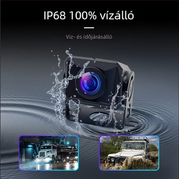 Teherautó hátsó kamera, vízálló, 1080p AHD, éjjellátás, széles látószög