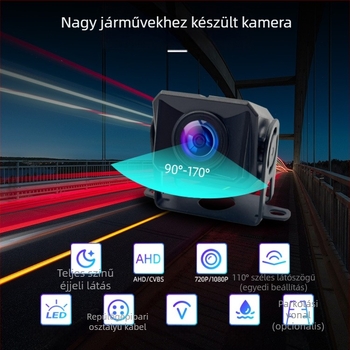 Teherautó hátsó kamera, vízálló, 1080p AHD, éjjellátás, széles látószög