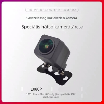 Autóba szerelt dash cam streaming hátsó objektívvel, 1080P, AHD, 170° látószög, modell HF-AHD-5050J, 5V tápegység