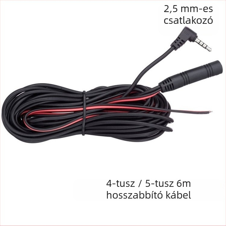 Autóba szerelt dash cam streaming hátsó objektívvel, 1080P, AHD, 170° látószög, modell HF-AHD-5050J, 5V tápegység