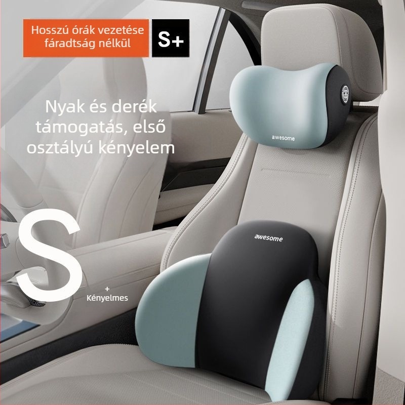 Autós fejtámasz és ágyéki támasz memóriahabos párnával, állítható nyak- és háttámasz, minden évszakhoz