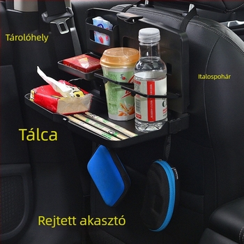 Autó hátsó üléséhez kapcsolható, tárolóval rendelkező hajtogatható étkezőasztal - McLaren E-21qw, mesterséges lemez, beépített szerelés, funkció: összecsukható