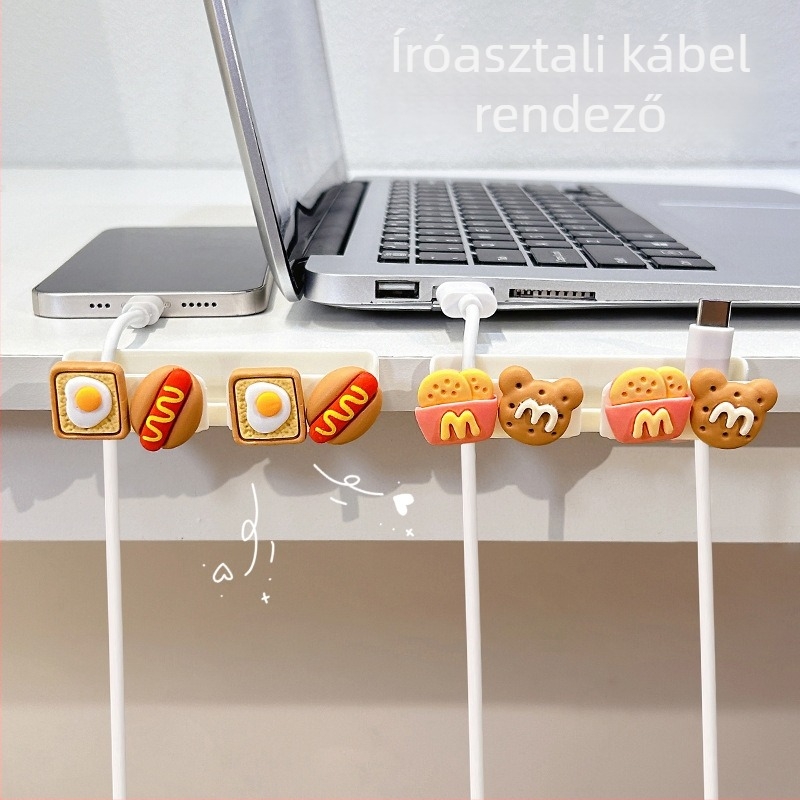 Kábelrendező asztalhoz és éjjeliszekrényhez, adatkábelek és töltőkábelek tárolása, ABS anyag