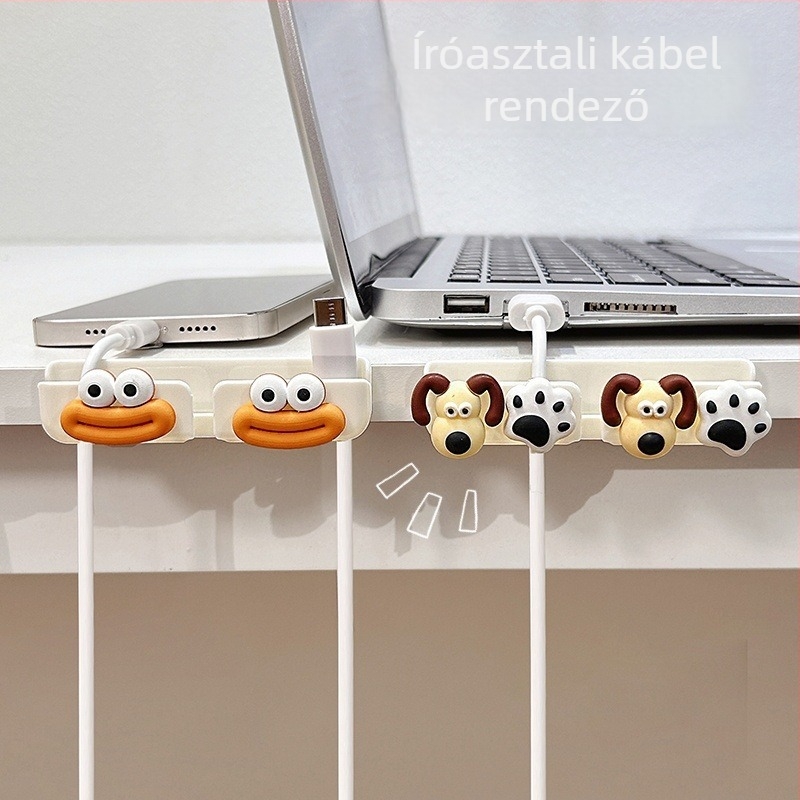 Kábelrendező asztalhoz és éjjeliszekrényhez, adatkábelek és töltőkábelek tárolása, ABS anyag