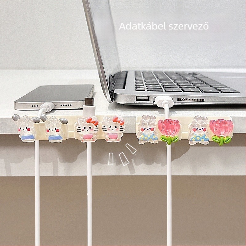 Kábelrendező asztalhoz és éjjeliszekrényhez, adatkábelek és töltőkábelek tárolása, ABS anyag