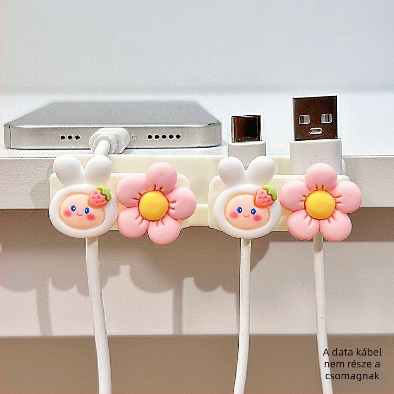 Kábelrendező asztalhoz és éjjeliszekrényhez, adatkábelek és töltőkábelek tárolása, ABS anyag