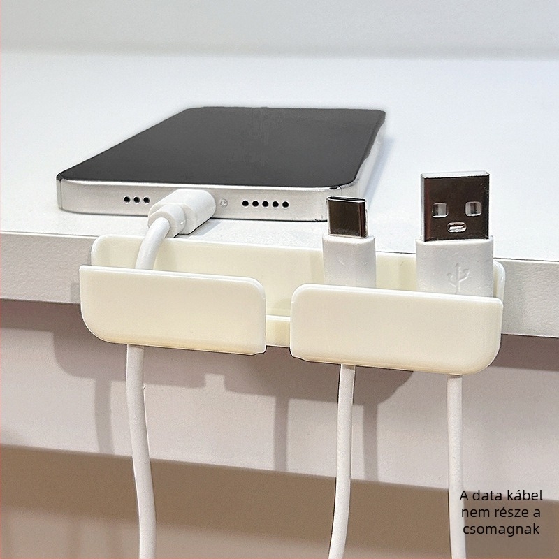 Kábelrendező asztalhoz és éjjeliszekrényhez, adatkábelek és töltőkábelek tárolása, ABS anyag
