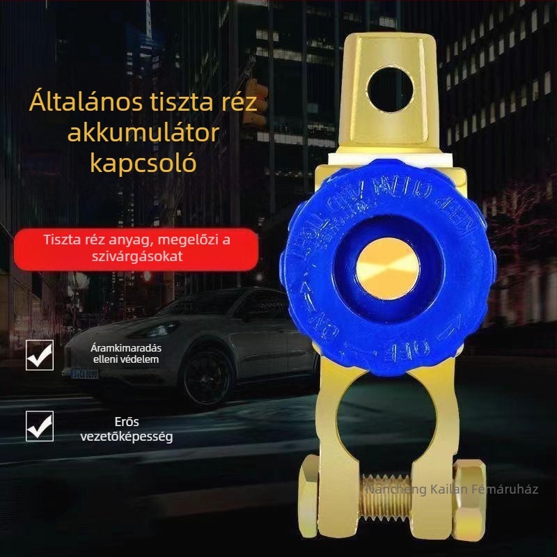Autó akkumulátor lekapcsoló - tiszta réz, vastított kialakítás, szivárgás elleni csipesz, akkumulátor terminál védelme