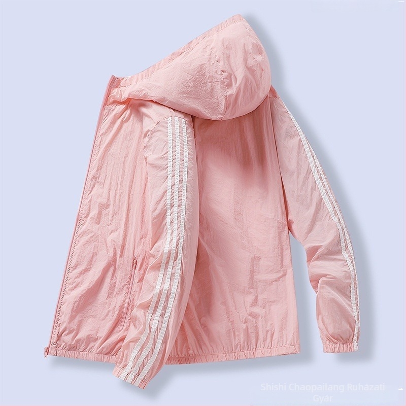 Férfi napvédő kapucnis dzseki, könnyű és lélegző Ice Silk anyag, fő anyag Nylon 100%, elülső cipzár