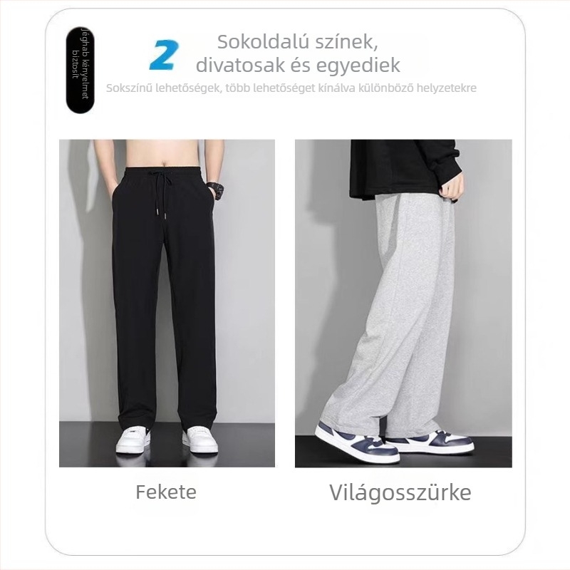 Férfiak és tinédzserek számára készült sportos nadrágok — pamut, normcore, keskeny szabás, zsebek, középmagas derék, lélegző és antibakteriális, őszi 2025