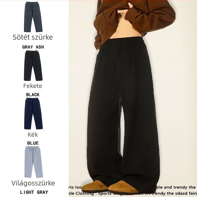 Férfi téli nadrág fleece béléssel, sportos‑szabadidős stílus, egyenes szabás, középtáji derék, kötőzárás, 65% pamut