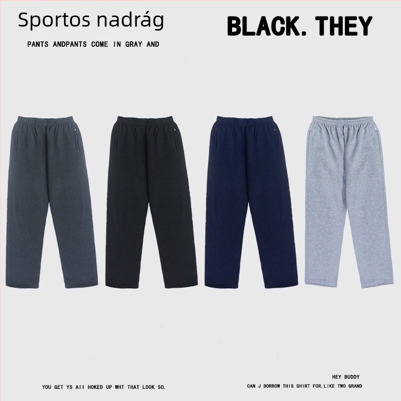 Férfi téli nadrág fleece béléssel, sportos‑szabadidős stílus, egyenes szabás, középtáji derék, kötőzárás, 65% pamut
