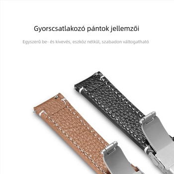 XT Valódi bőrből készült óraszíj, kétoldalas, granulált textúrával, gyorskioldó és összecsukható csattal