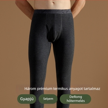 Férfi gyapjú-selyem termális nadrág, vastag bársonyos bélés, karcsú szabású az őszi-téli szezonra