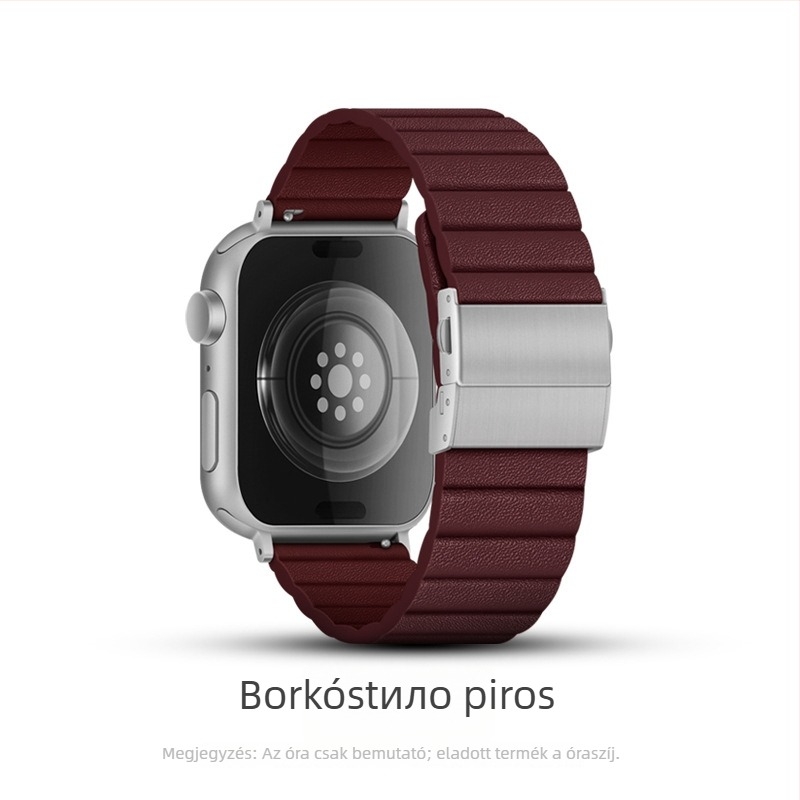 XT Apple Watch szíj – valódi bőr, egyszerű stílus, dupla gombos hajtott csat
