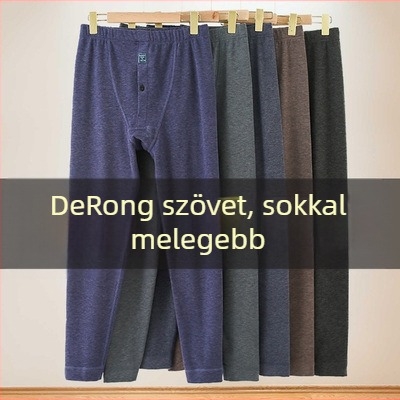 Férfiaknak tervezett varrás nélküli melegítő nadrág, akril anyagból, vastagsága 251–300 g/m2, teljes hosszúság