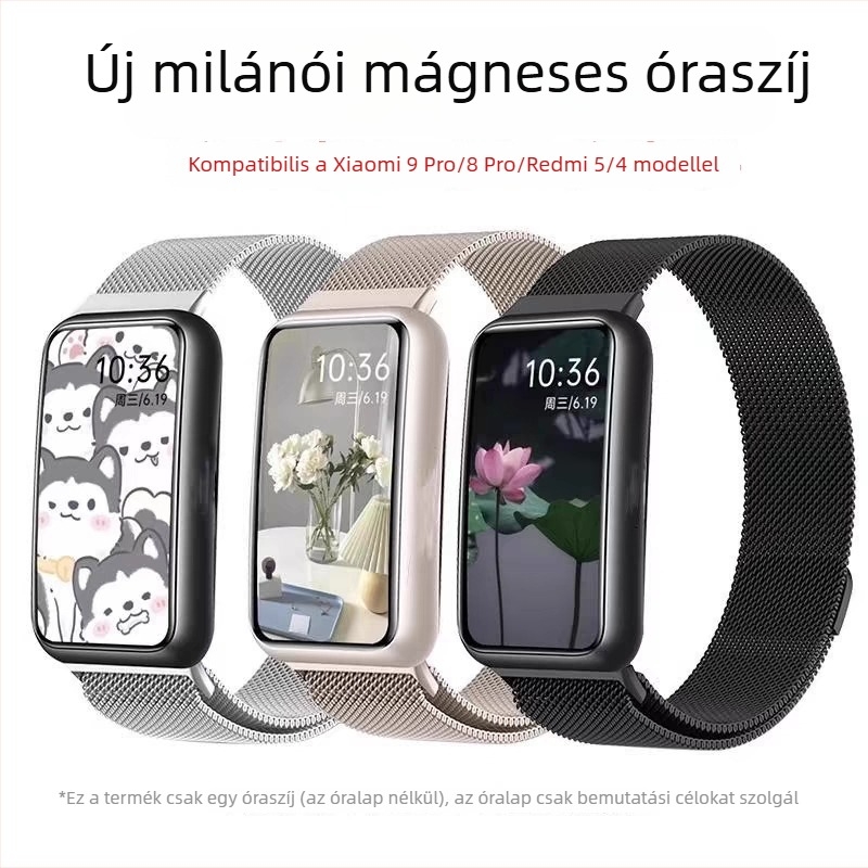 Rozsdamentes acél mágneses hálószíj Xiaomi Mi Band 8/9 Pro, Milánói stílus