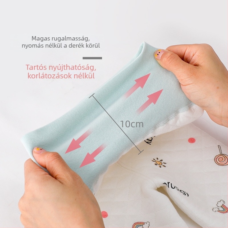 Újszülött babanadrág 100% pamutból, meleg, egy rétegű, magas derék a has védelére, gyümölcsös mintázattal, 0–1 éveseknek