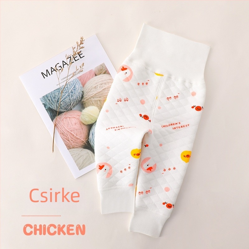 Újszülött babanadrág 100% pamutból, meleg, egy rétegű, magas derék a has védelére, gyümölcsös mintázattal, 0–1 éveseknek