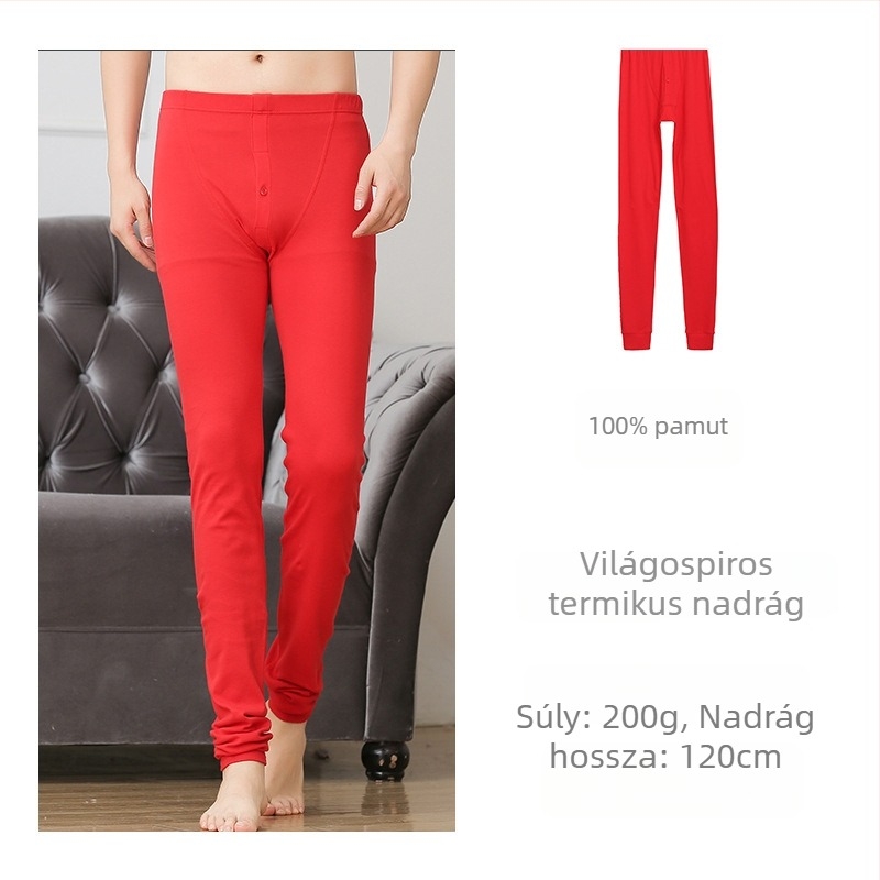 Férfiaknak, hosszú pamut termikus alsónadrág őszi-téli szezonra, magas szabás, 120 cm hosszú, légáteresztő, meleg, rugalmas, modell 2003