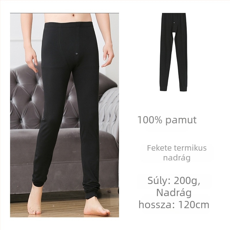 Férfiaknak, hosszú pamut termikus alsónadrág őszi-téli szezonra, magas szabás, 120 cm hosszú, légáteresztő, meleg, rugalmas, modell 2003
