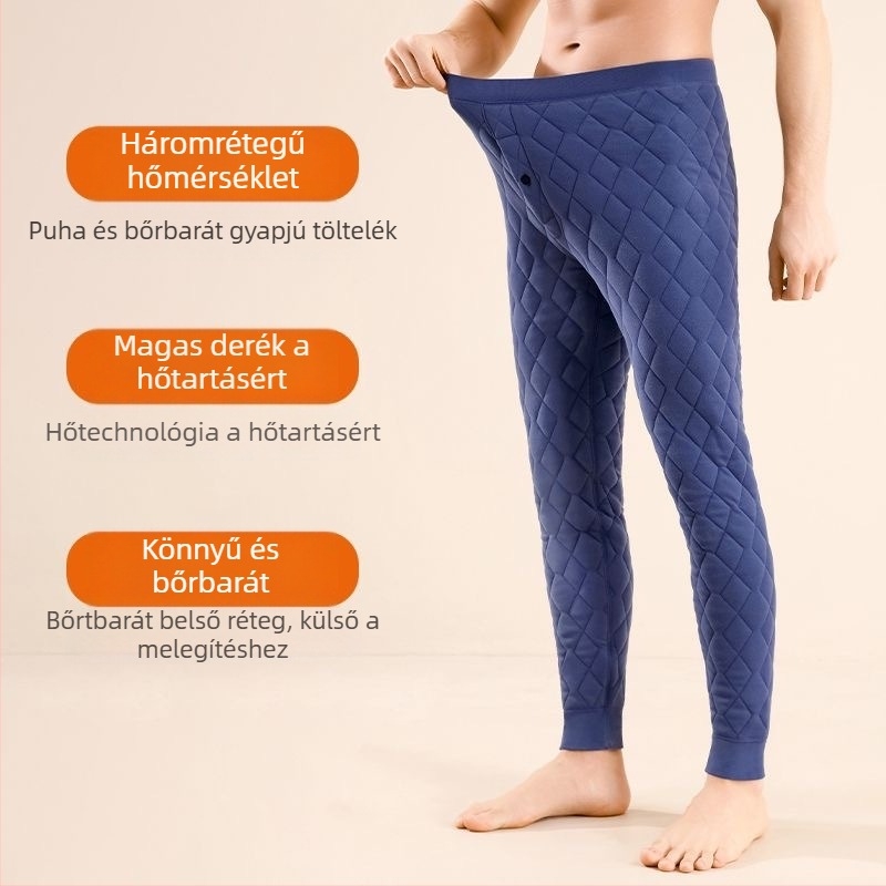 Gyapjú termosz nadrág, fleece béléssel, magas derekú, három réteg, extrán vastag 401–500 g/m², uniszex