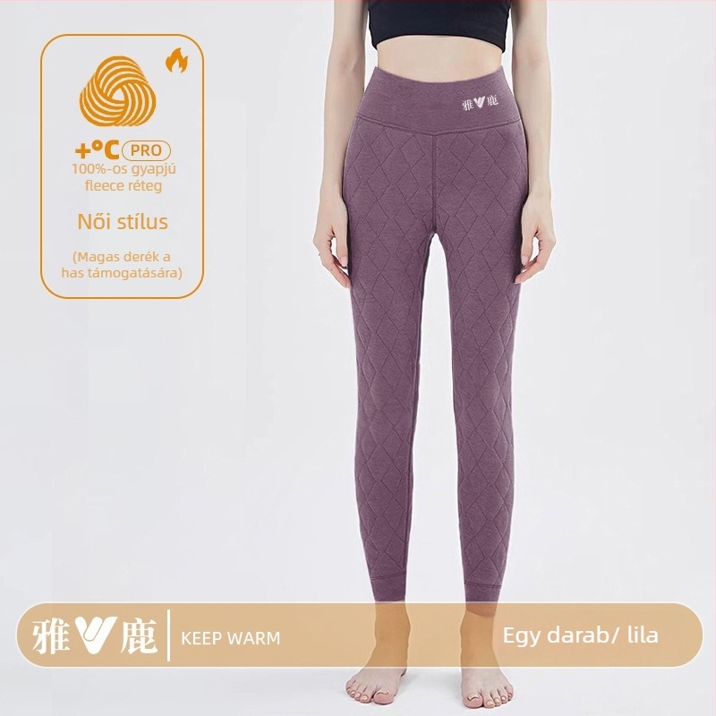 Gyapjú termosz nadrág, fleece béléssel, magas derekú, három réteg, extrán vastag 401–500 g/m², uniszex