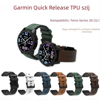 Bőr gyorskioldó szíj Garmin Fenix 5–8, Epix Pro és Tactix 7