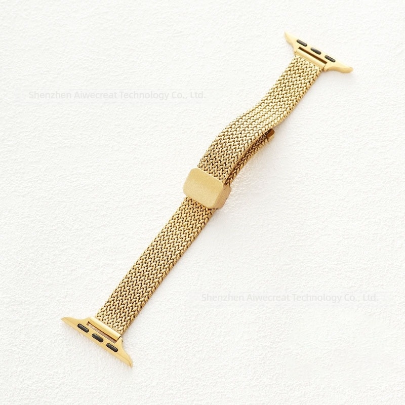 Fém Apple Watch szíj búzakalász mintával, mágneses csattal, luxusérzet, S9 mágneses zár, vékony kialakítás S8