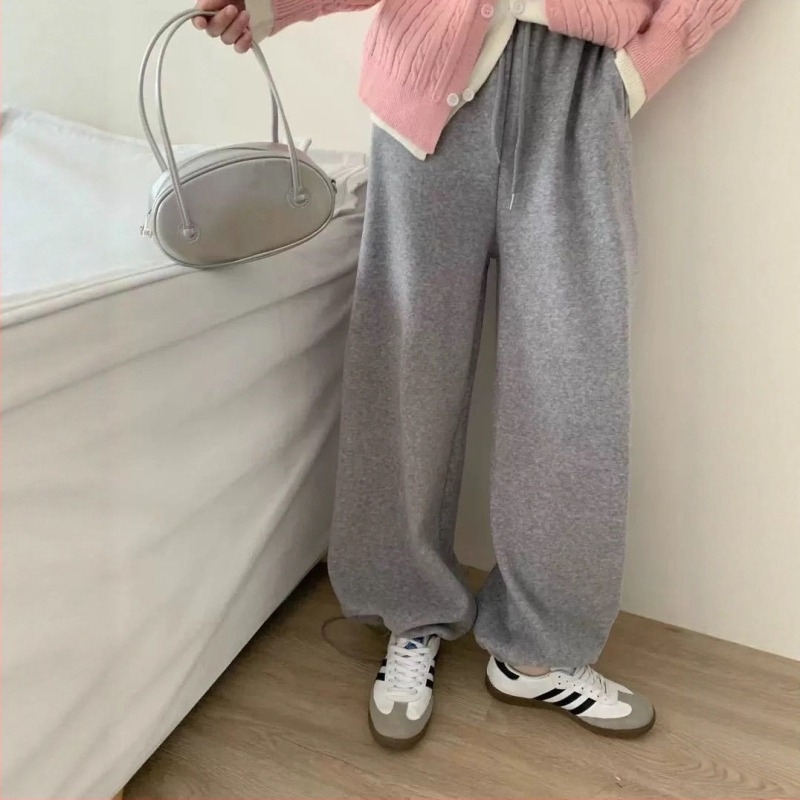 Női vastag fleece-beléssel ellátott lazán szabott tréningnadrág téli viselet