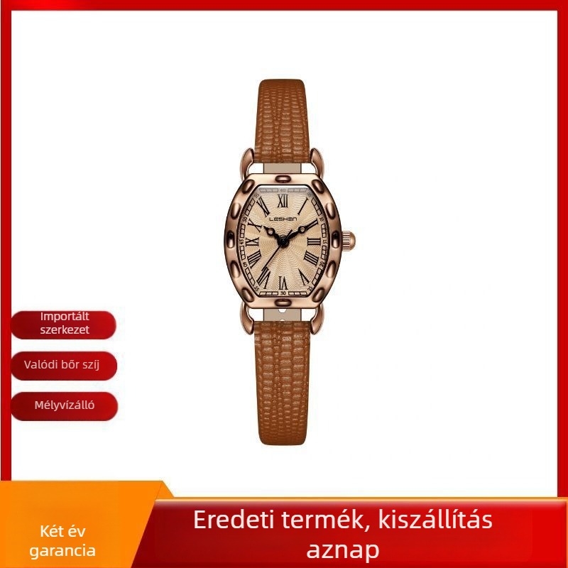 Új vintage-stílusú női karóra, vízálló, kis számlappal, bőr szíjjal, finom és kompakt kivitel