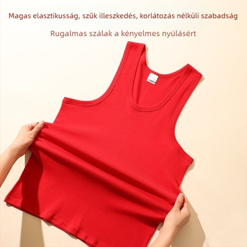 Langsha férfi I-formájú mellény, 100% pamut, kerek nyakú, ujjatlan, 161–180 g/m² szövetvastagság