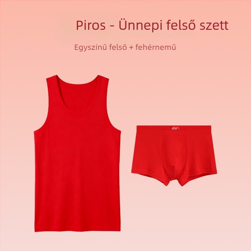 Langsha férfi I-formájú mellény, 100% pamut, kerek nyakú, ujjatlan, 161–180 g/m² szövetvastagság