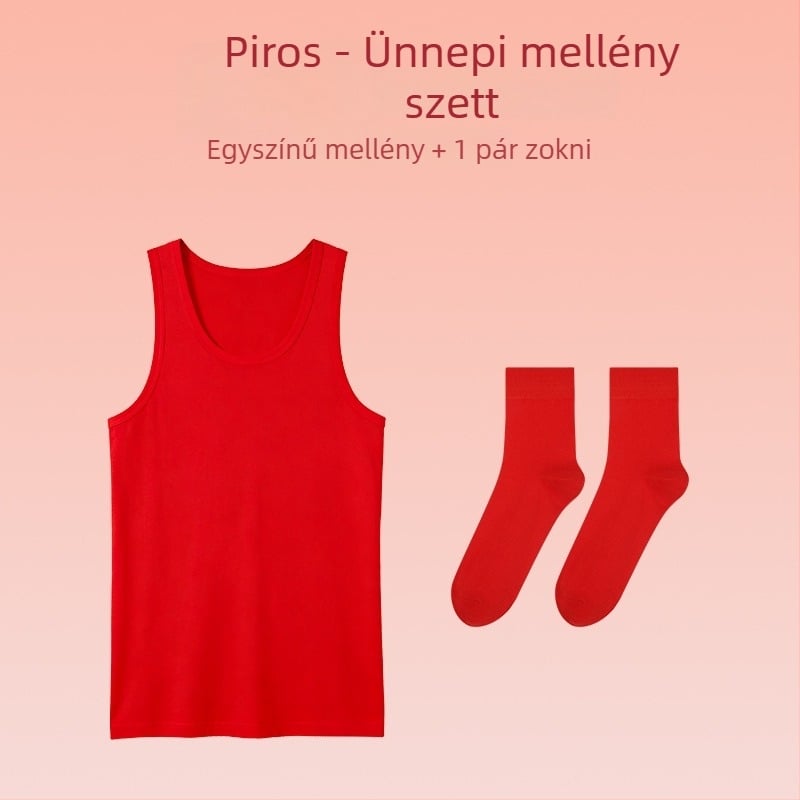 Langsha férfi I-formájú mellény, 100% pamut, kerek nyakú, ujjatlan, 161–180 g/m² szövetvastagság