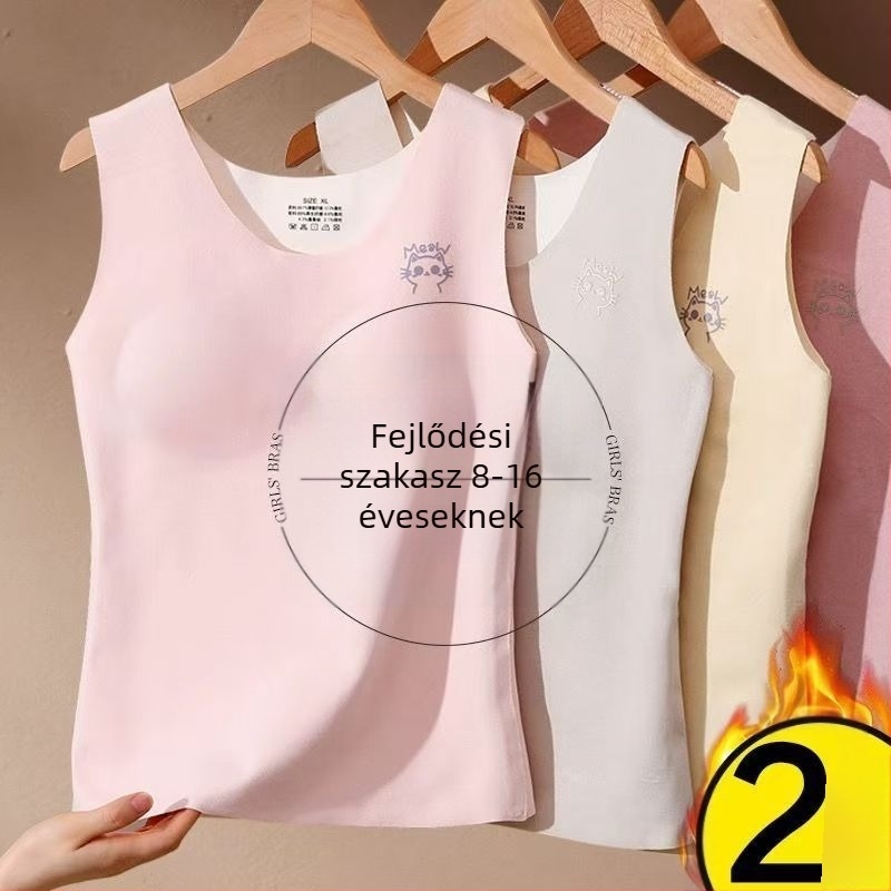 Lányoknak tervezett melegítő mellkasbetéttel, seamless, vastag fleece-béléssel