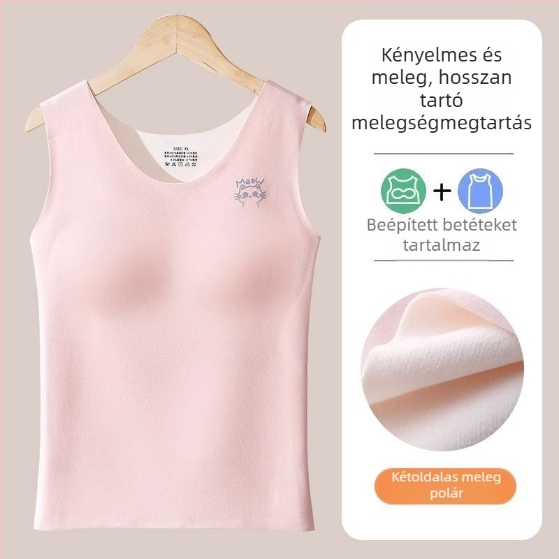 Lányoknak tervezett melegítő mellkasbetéttel, seamless, vastag fleece-béléssel