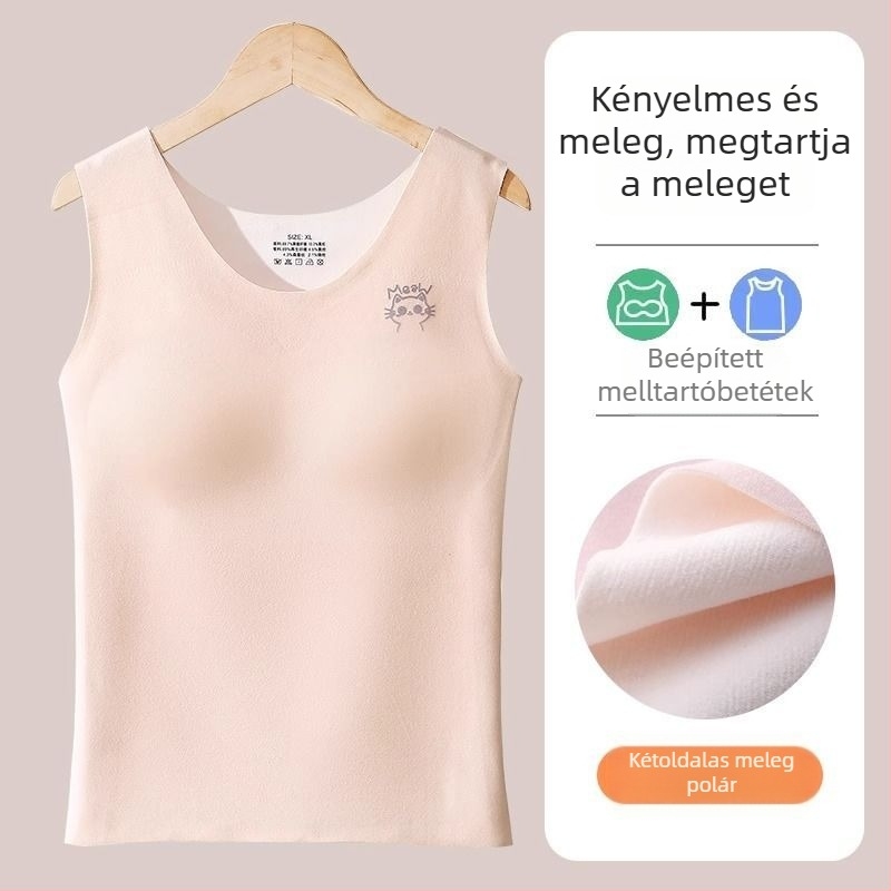 Lányoknak tervezett melegítő mellkasbetéttel, seamless, vastag fleece-béléssel