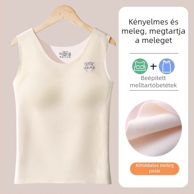 Lányoknak tervezett melegítő mellkasbetéttel, seamless, vastag fleece-béléssel