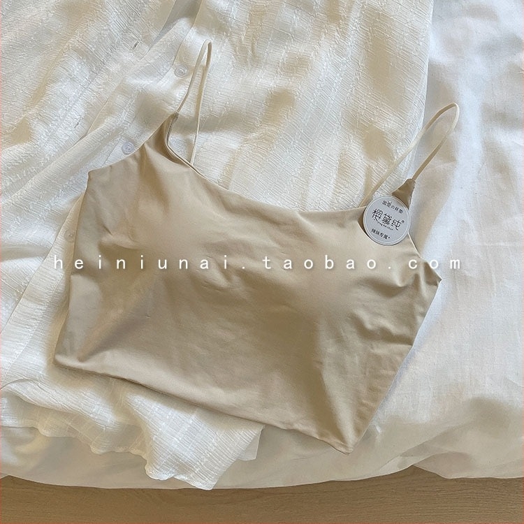 METWO Nude zökkenőmentes hát, párnázott melltartó, vékony vállpántok, Ice Silk camisole, szexi rövid top nőknek