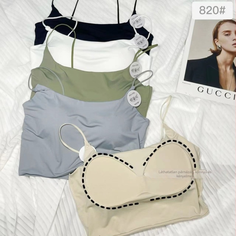 METWO Nude zökkenőmentes hát, párnázott melltartó, vékony vállpántok, Ice Silk camisole, szexi rövid top nőknek
