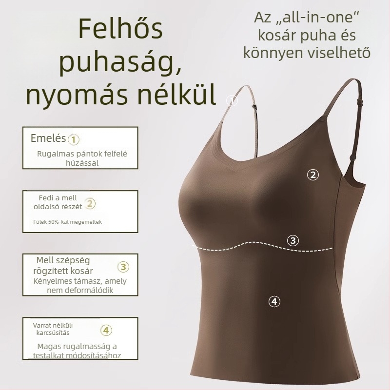 6617 Fejlesztett változat: Ice Silk Camellia illatú zökkenőmentes, egy részes top nőknek, vékony kivitel, külső viselet, szép hát