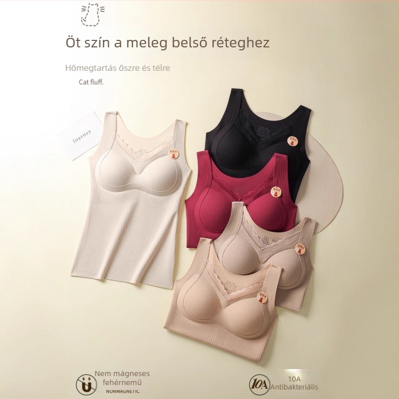Női nejlon termikus top beépített melltartóbetéttel, vállpántos, testformáló fazon