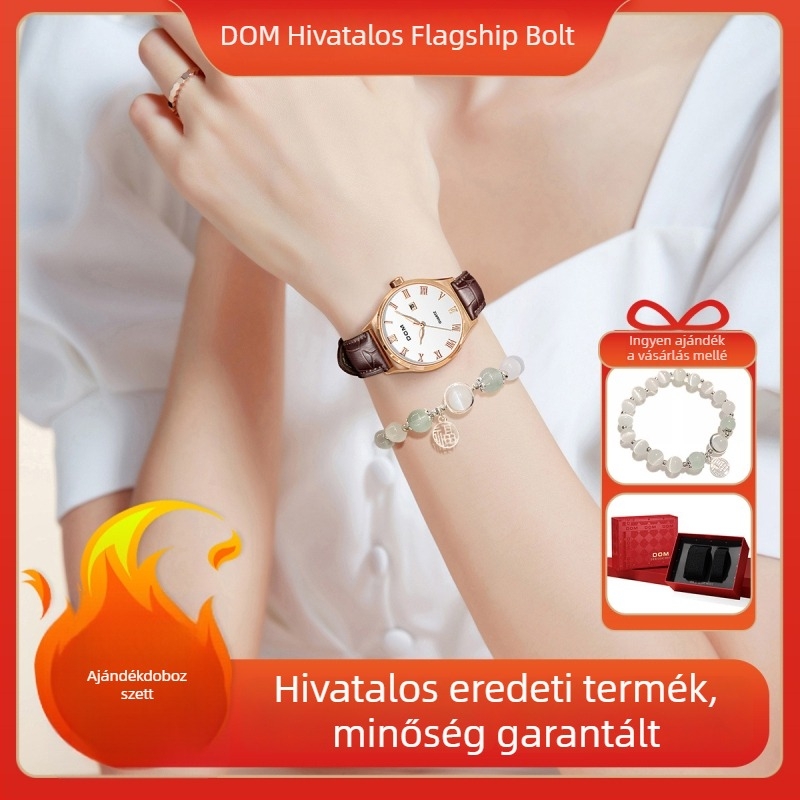 DOM Női kvarc karóra, 30 mm számlap, világító, 30 m vízállóság, SUNON mozgás